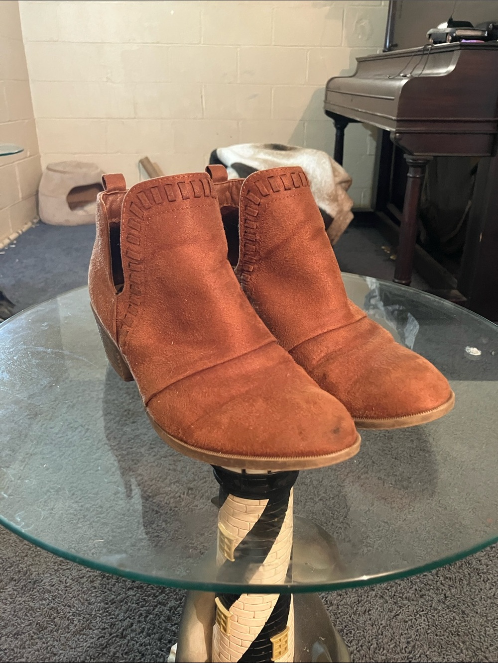 Rock & Candy Women's Suede Ankle Booties in Rust Brown